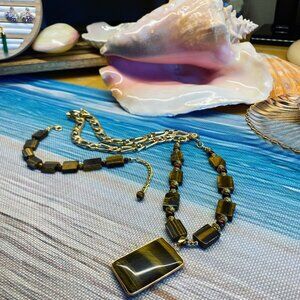 Ultimate Goddess Set - 3 Piece Tiger's Eye Brown and Red Square Hecate Dark Vibe